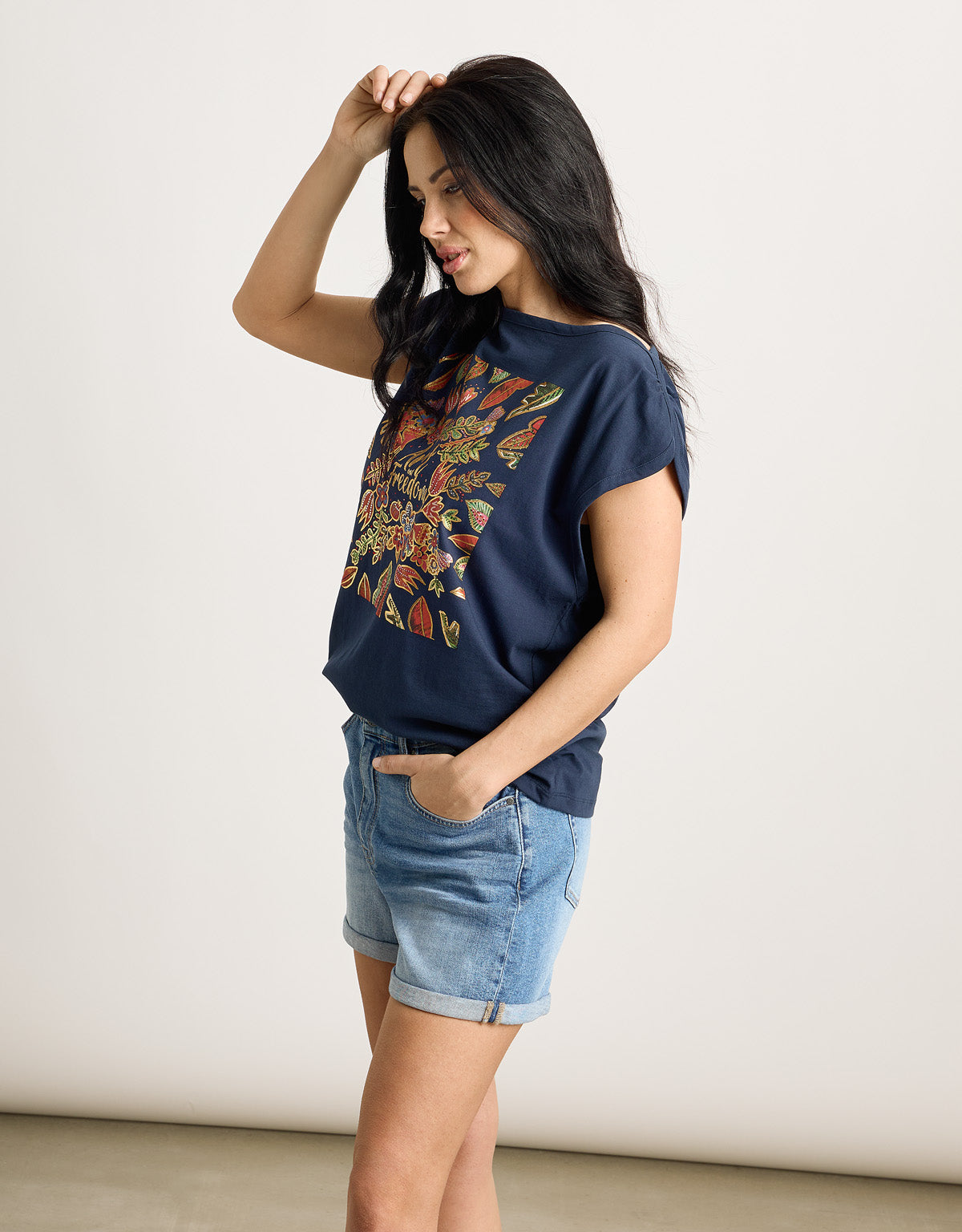 Camiseta Manga Corta Azul Marino - Oreana 3