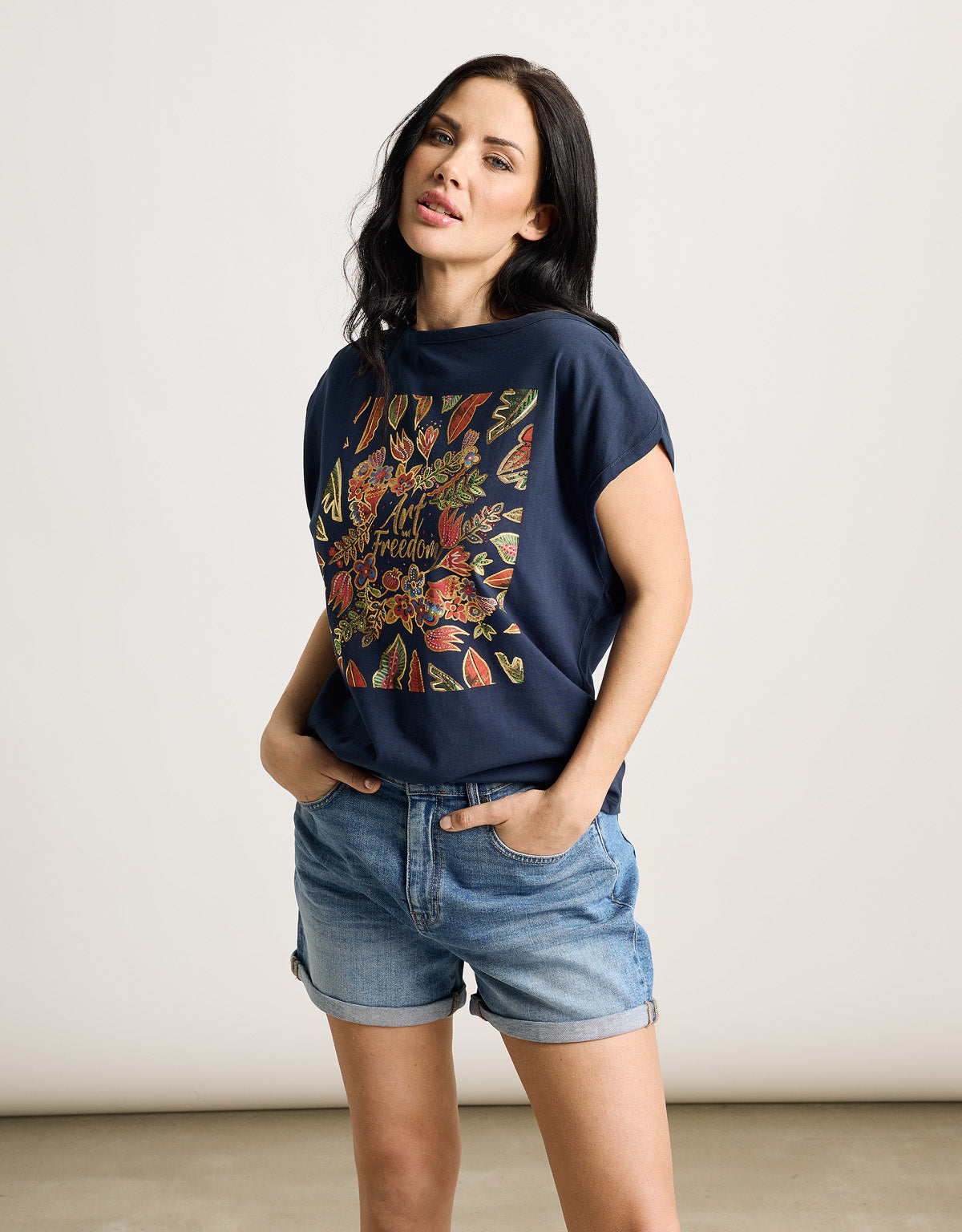 Camiseta Manga Corta Azul Marino - Oreana