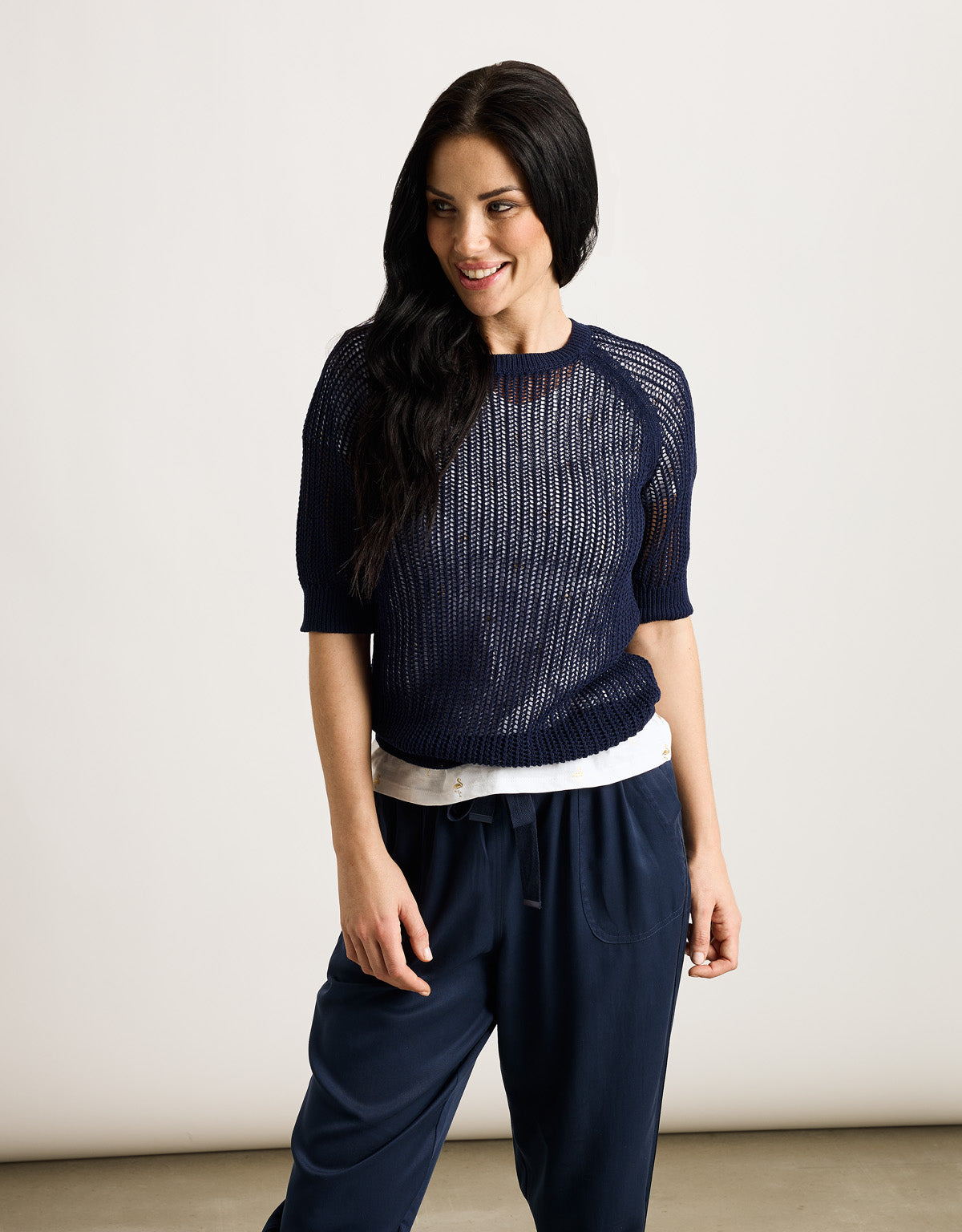 Sweater Manga Corta Azul Marino - Limo