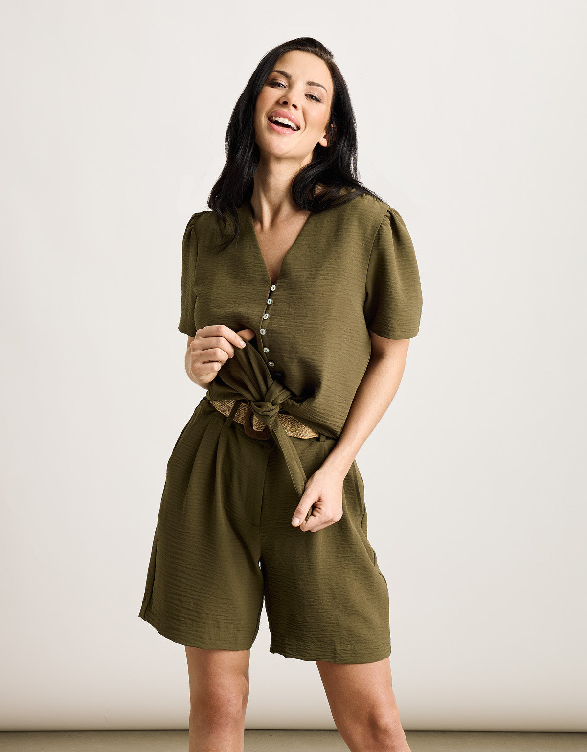 Camisa Manga Corta Caqui - Rivlan