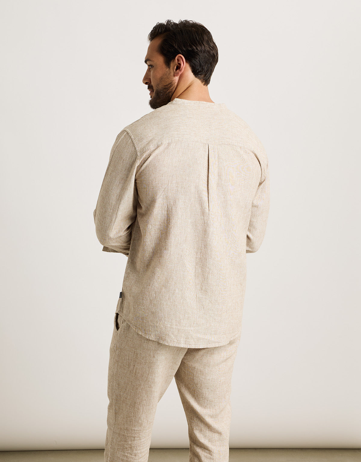 Camisa Manga Larga Beige Lino - Dare 3