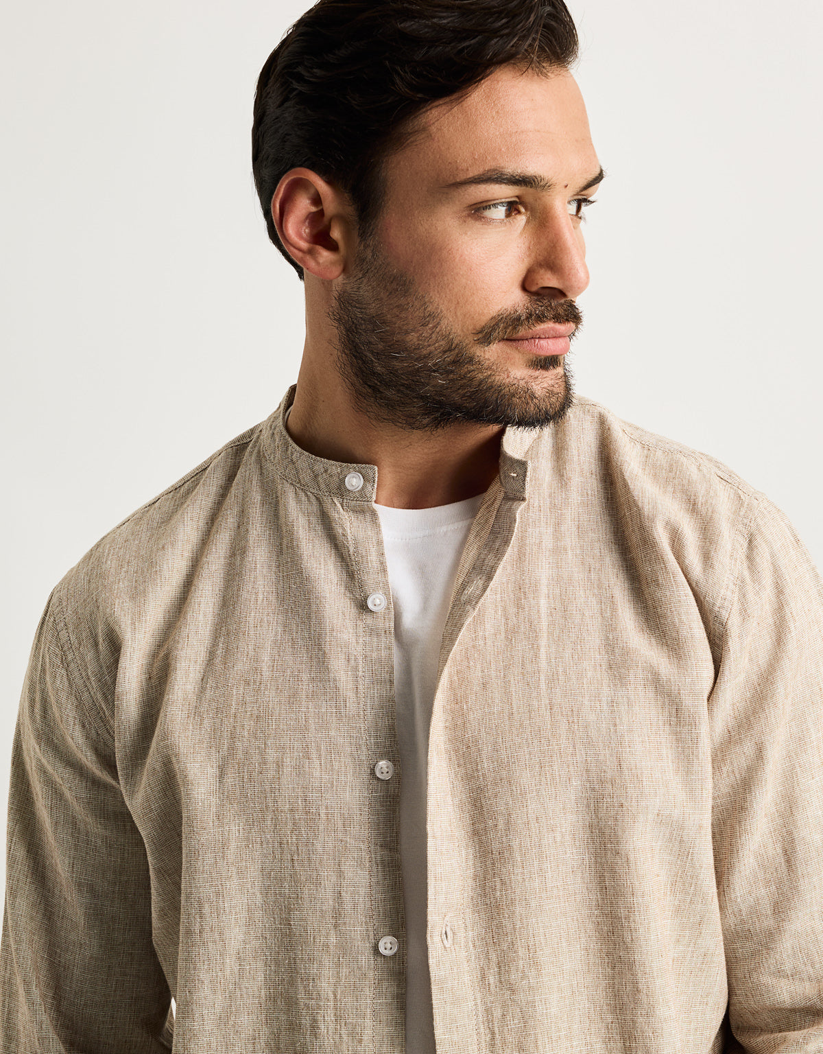 Camisa Manga Larga Beige Lino - Dare 5