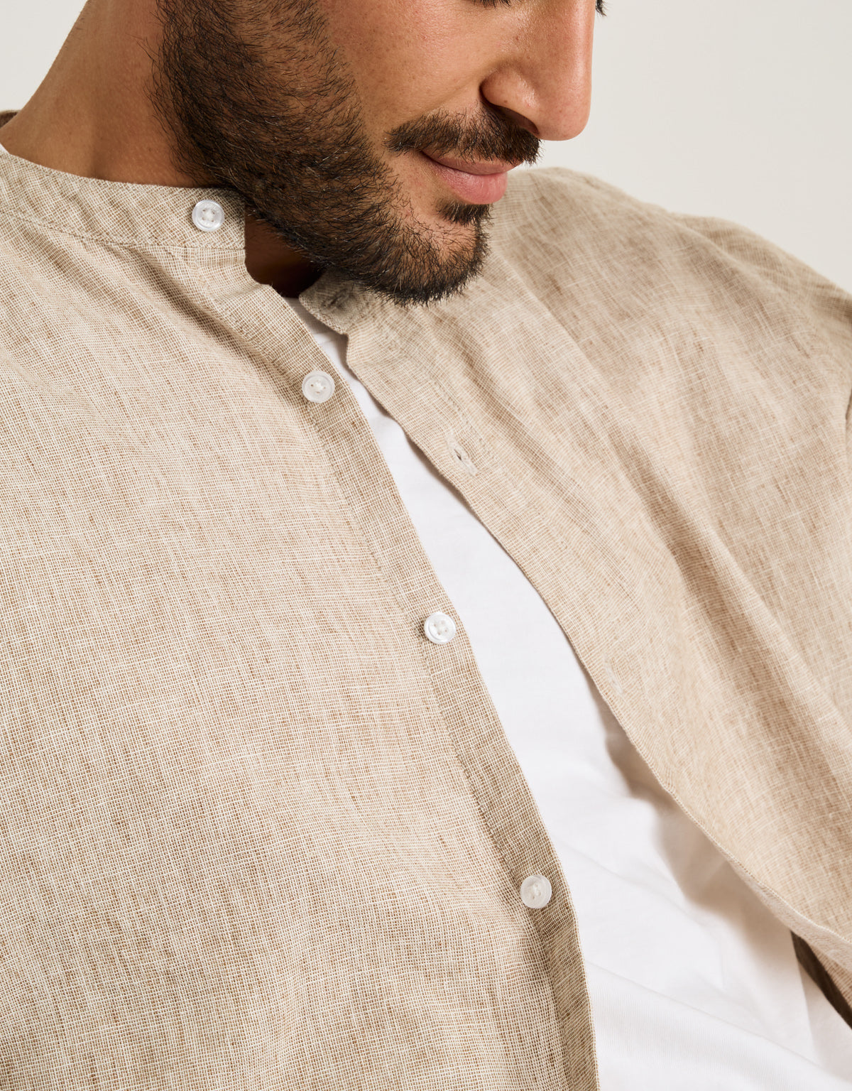 Camisa Manga Larga Beige Lino - Dare 8