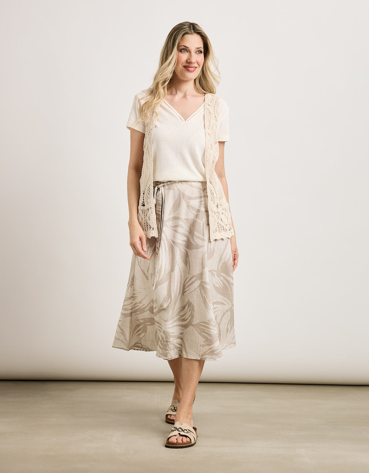 Falda Midi Beige - Trofe