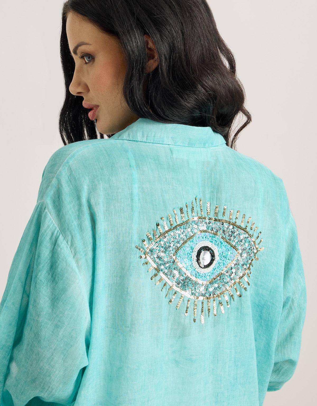 Türkisfarbener geschlossener Kaftan - Blueye