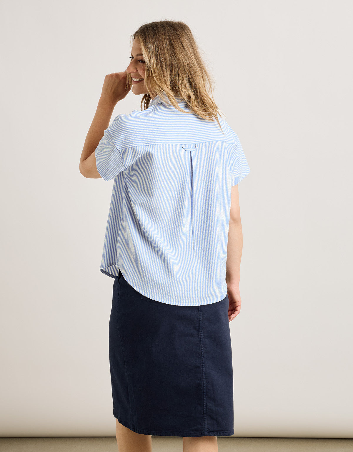 Camisa Manga Corta Rayas Azul - Suquisa 2