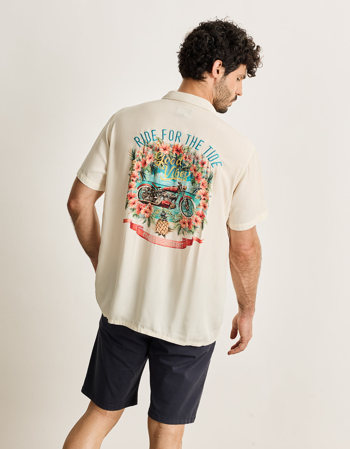 Camisa Manga Corta Beige - Charlie