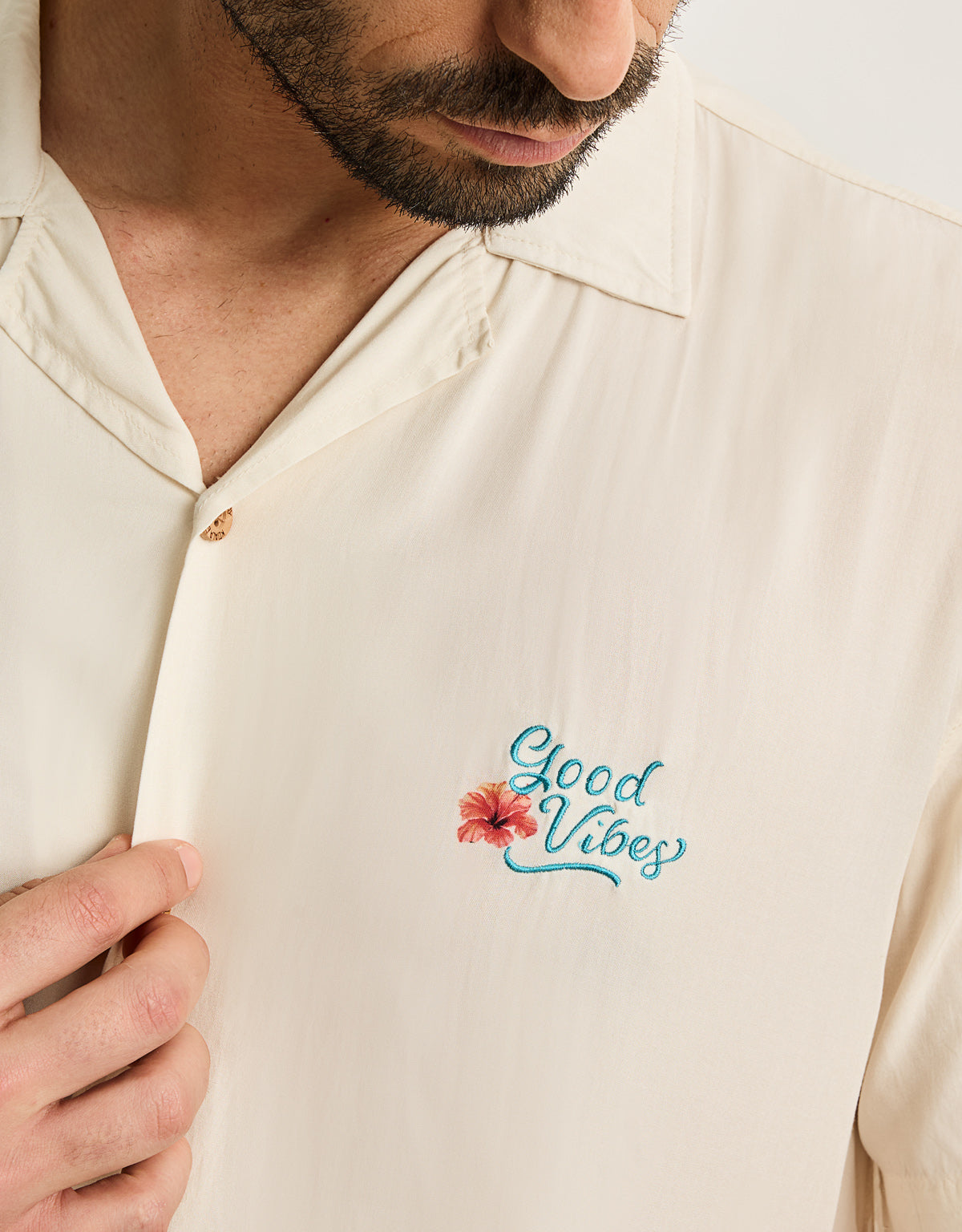 Camisa Manga Corta Beige - Charlie 2