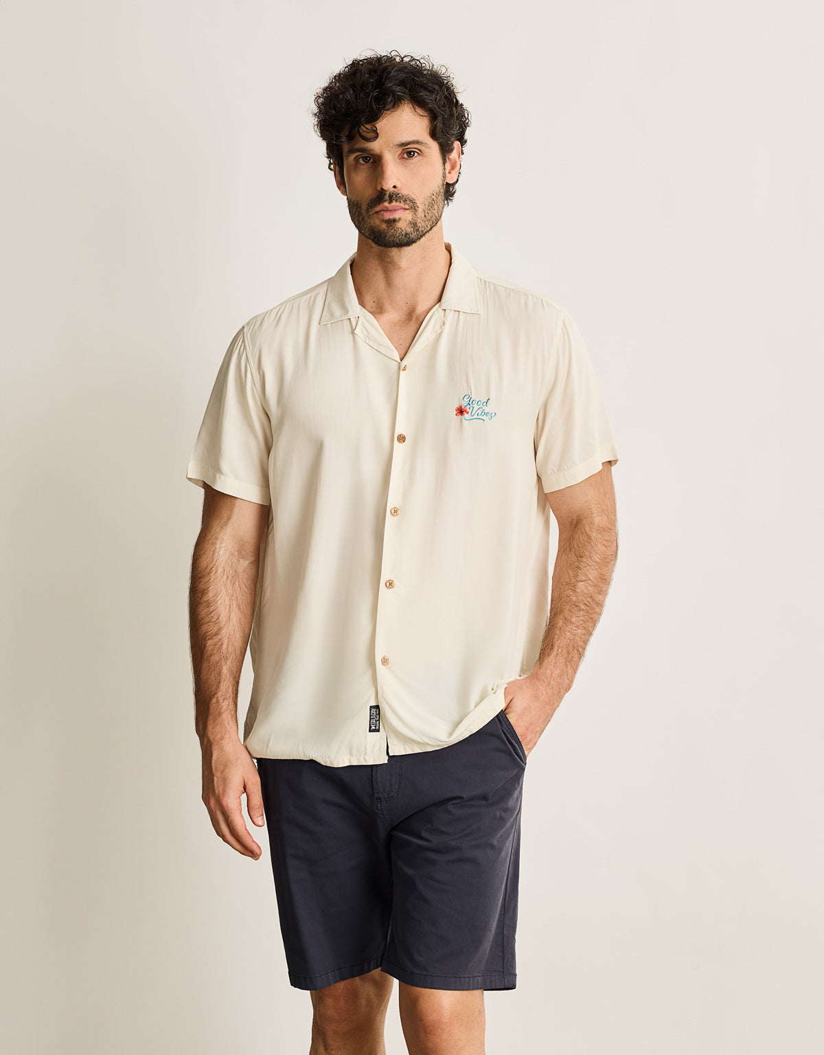 Camisa Manga Corta Beige - Charlie 3