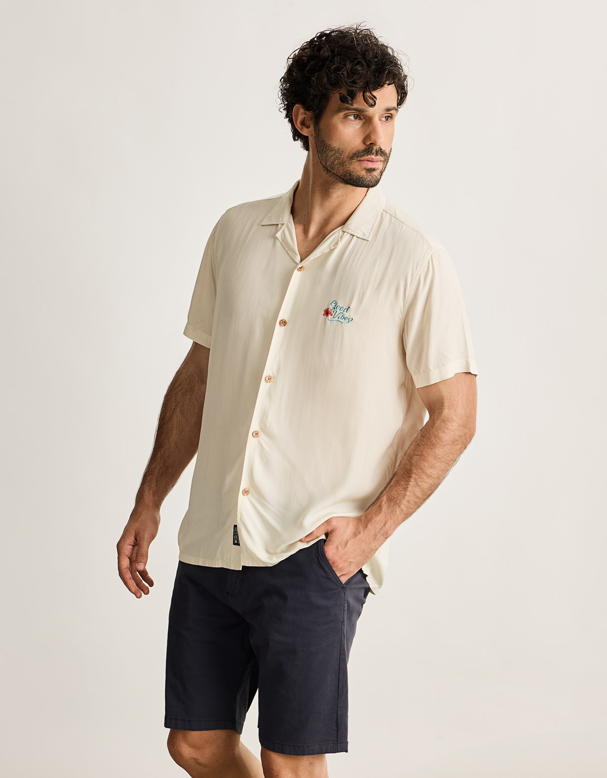 Camisa Manga Corta Beige - Charlie 4