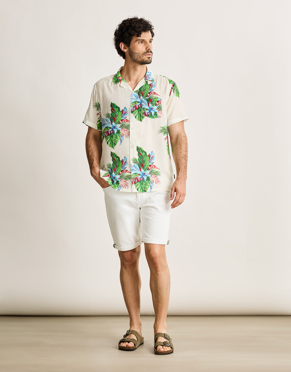 Camisa Manga Corta Beige - Cattaneo 7