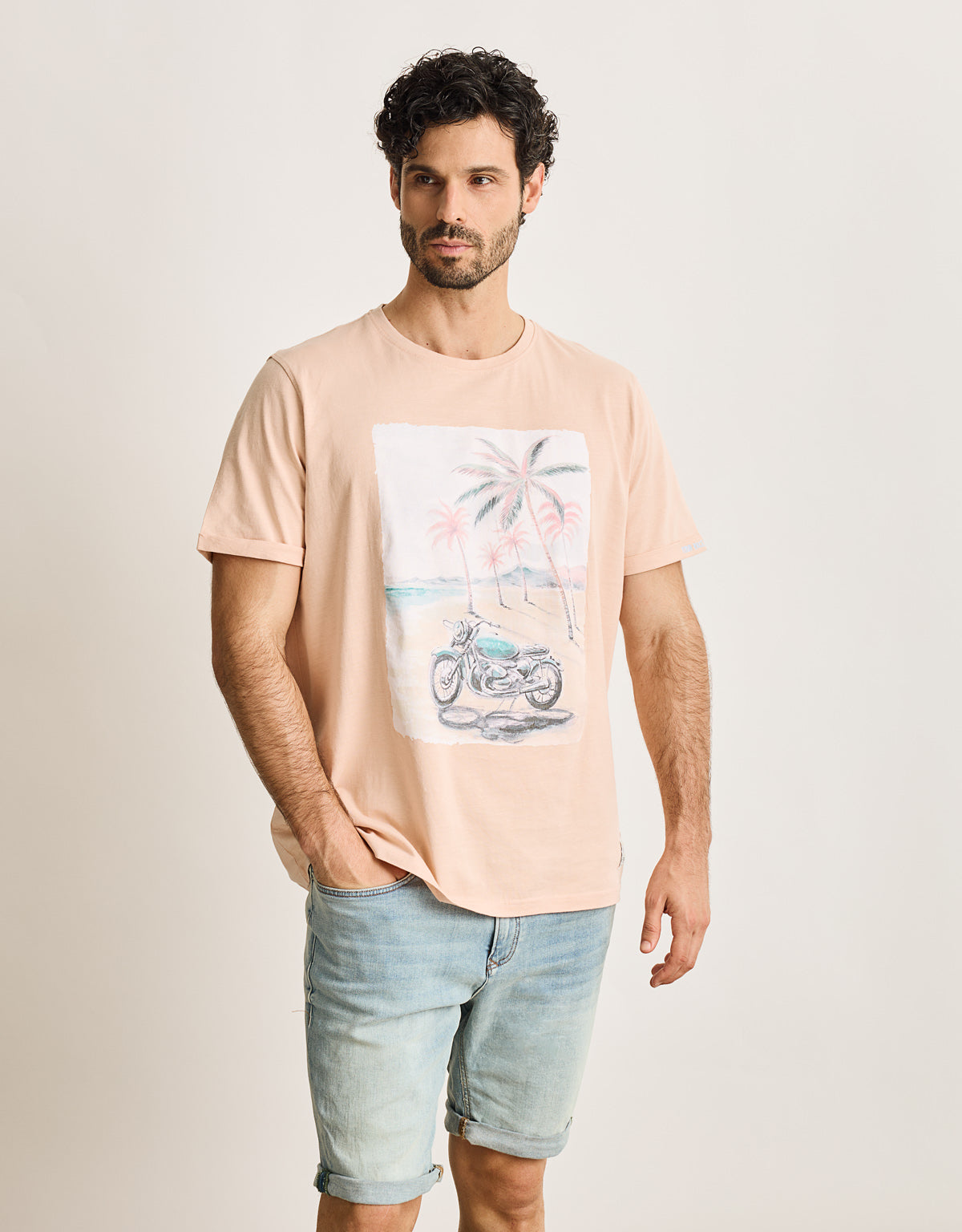 Camiseta Manga Corta Rosa - Motodean