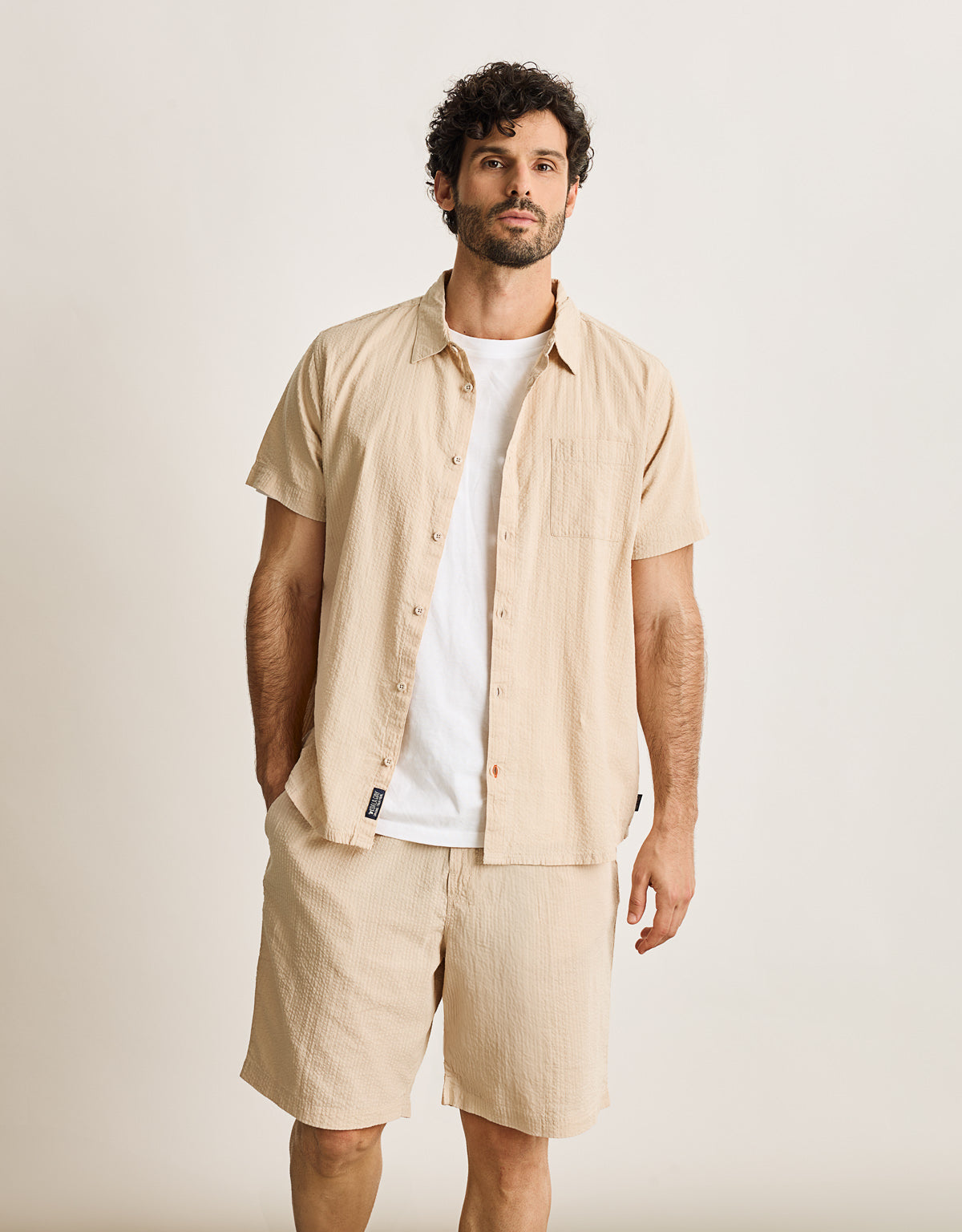 Camisa Manga Corta Beige - Buzzed