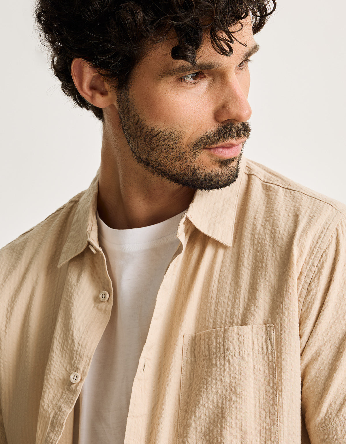Camisa Manga Corta Beige - Buzzed 2