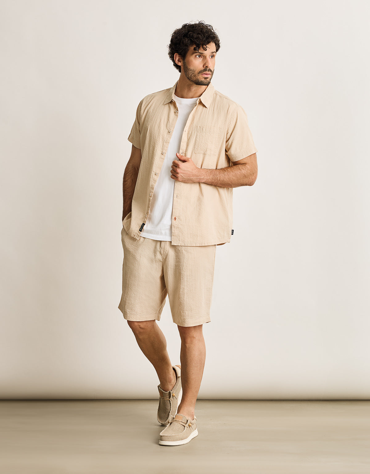 Camisa Manga Corta Beige - Buzzed 7