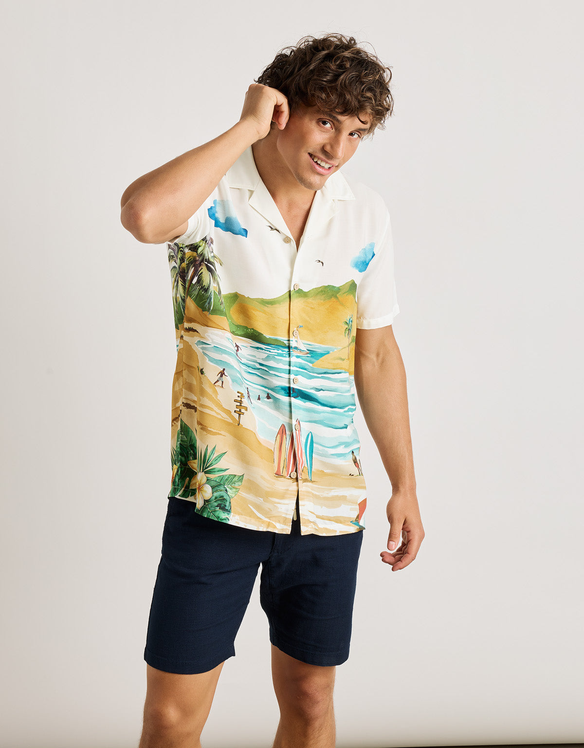 Kurzarmhemd Weiß - Landscape