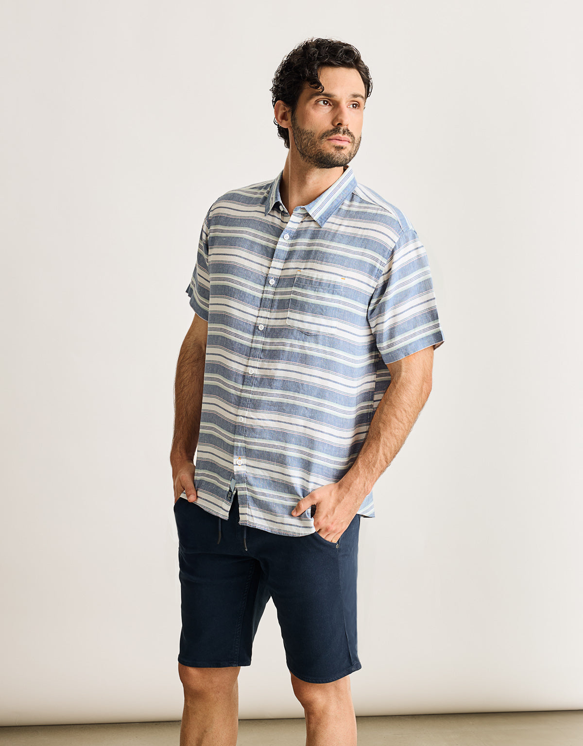 Camisa Manga Corta Azul - Coated 4