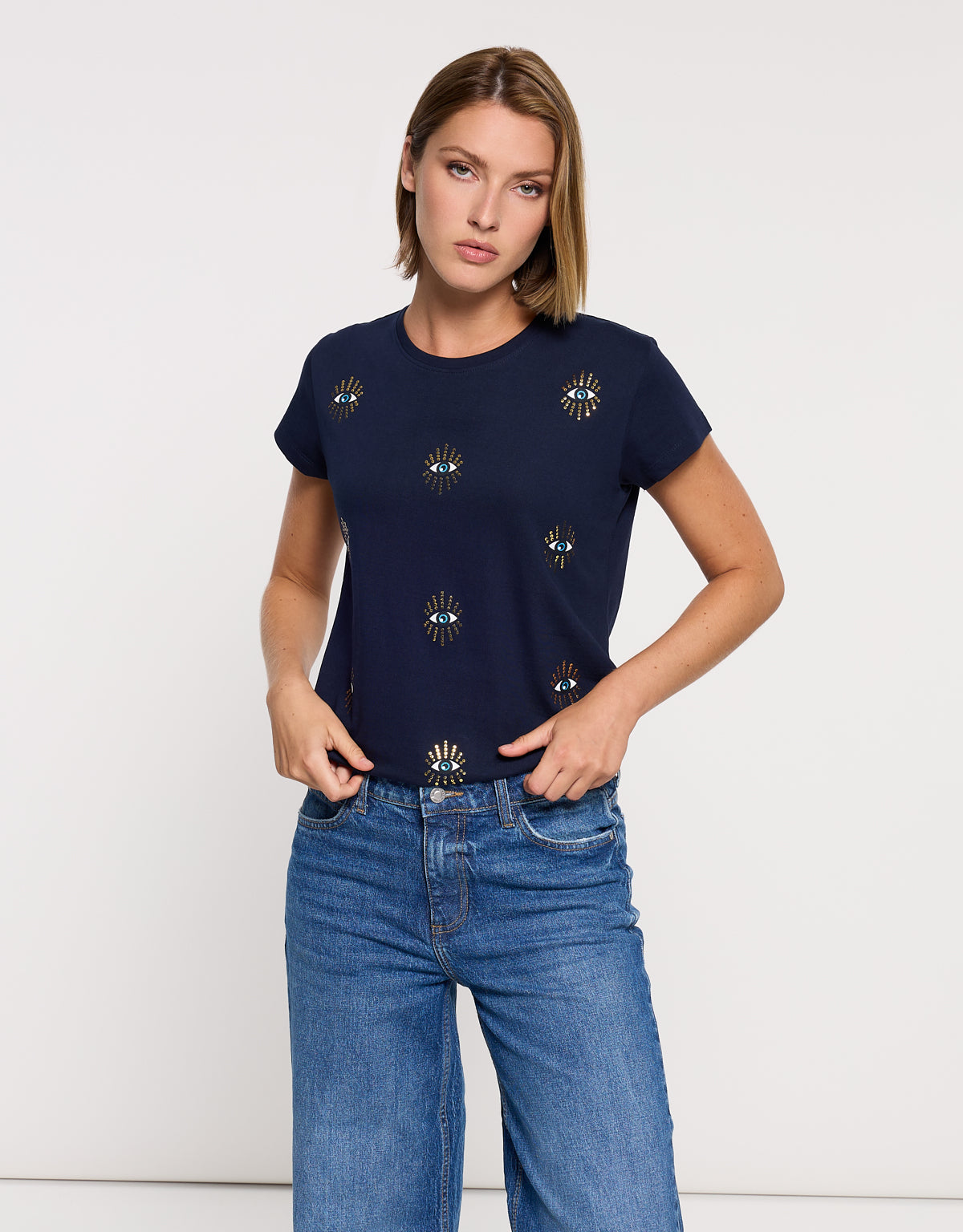 Camiseta Manga Corta Azul Marino - Olhosa 6