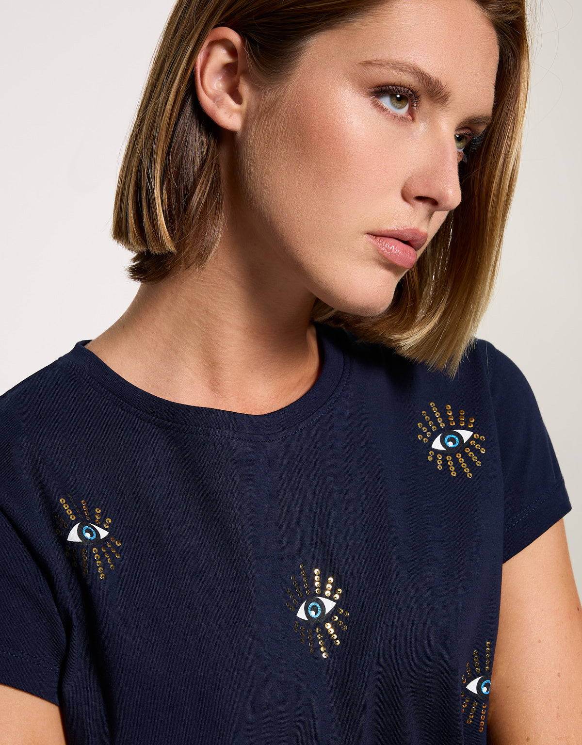 Camiseta Manga Corta Azul Marino - Olhosa 7