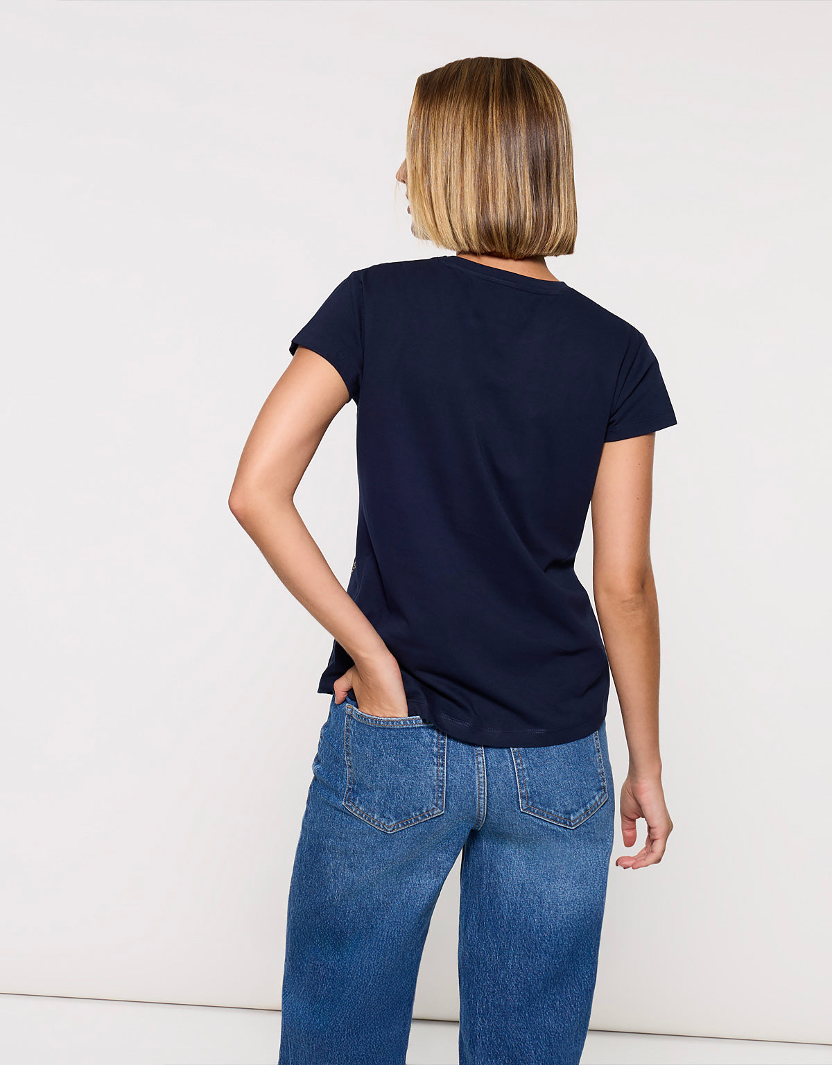 Camiseta Manga Corta Azul Marino - Olhosa 2