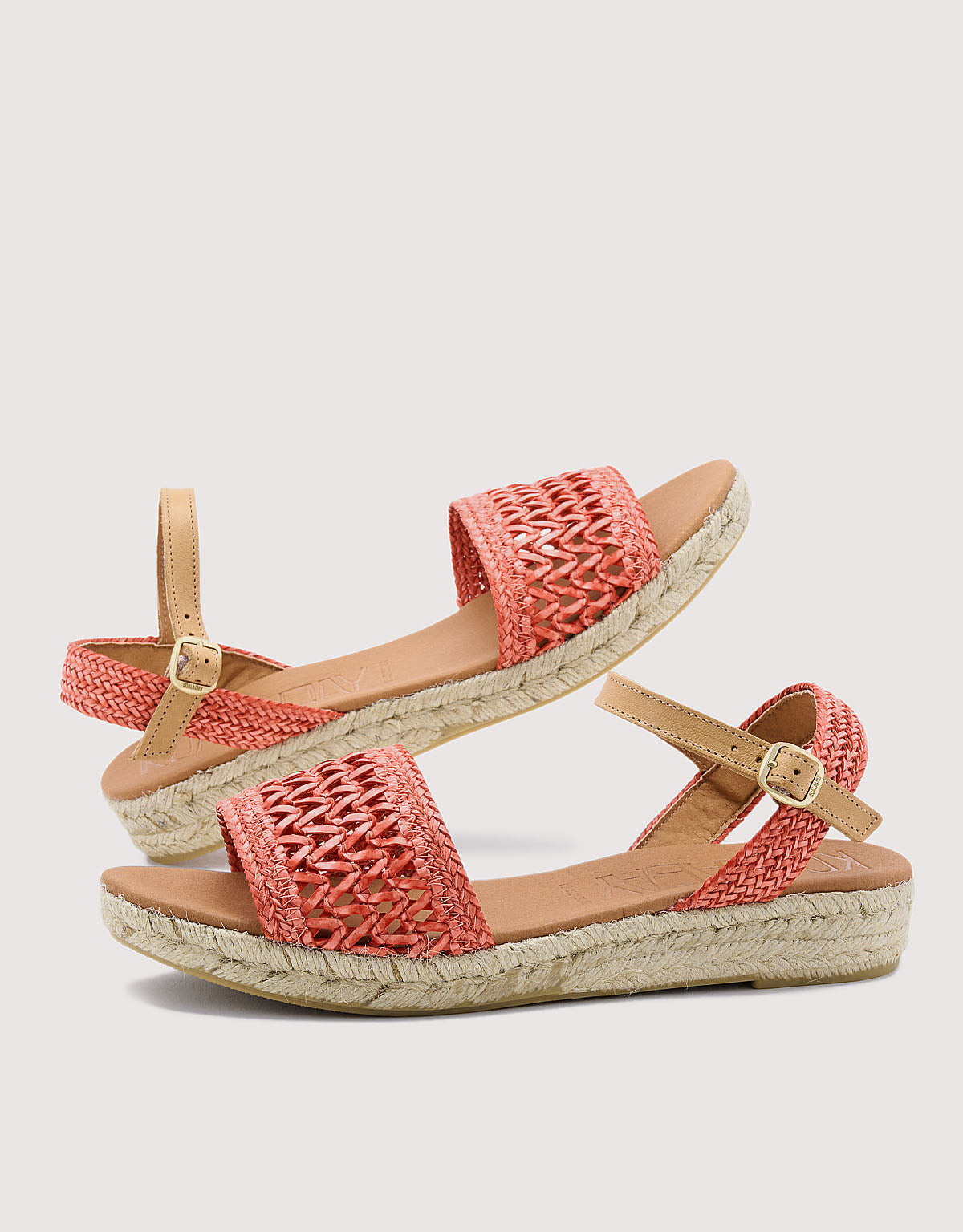 Sandales à semelles compensées en corail - Ginger