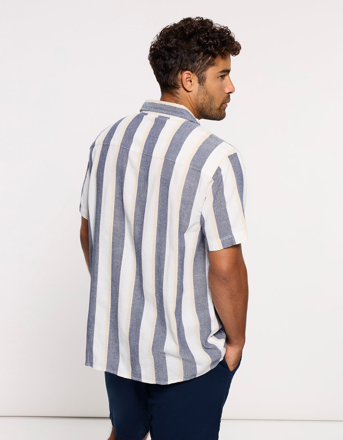 Camisa Manga Corta Rayas Azul - Hana 3