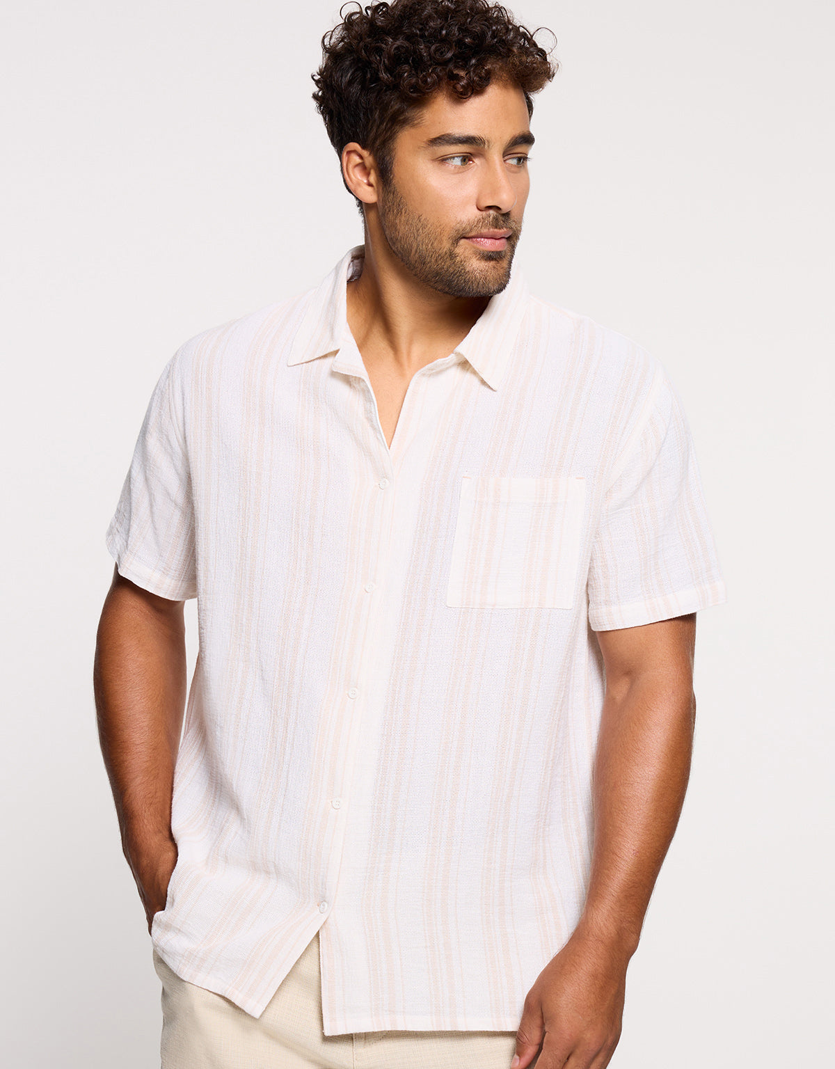 Camisa Manga Corta Beige - Brisban 2