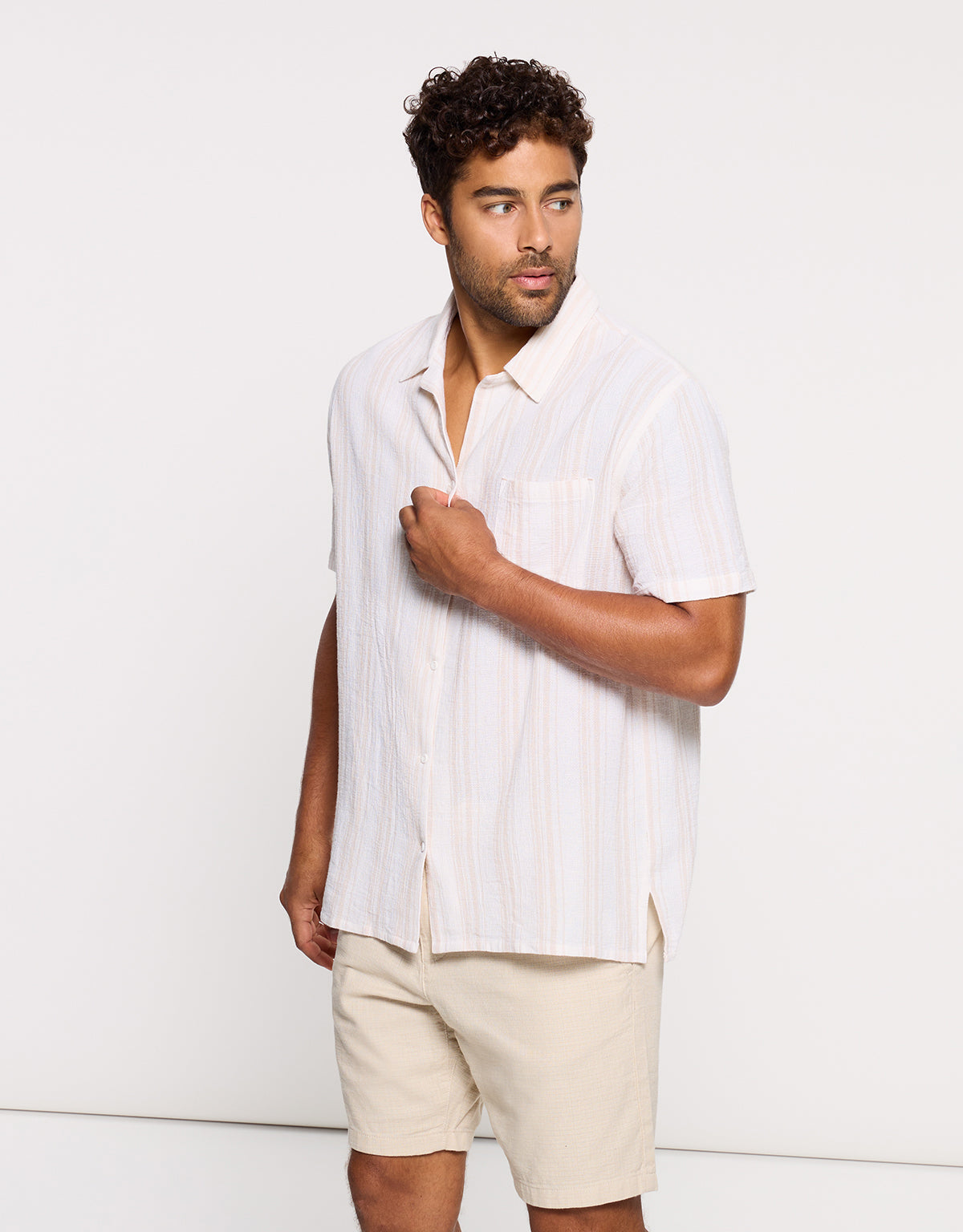 Camisa Manga Corta Beige - Brisban 3