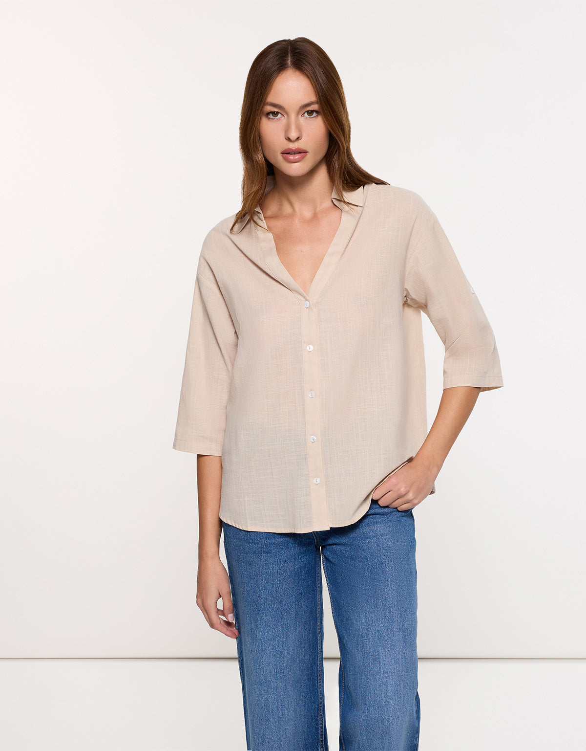 Camisa Manga Larga Beige - Astromi