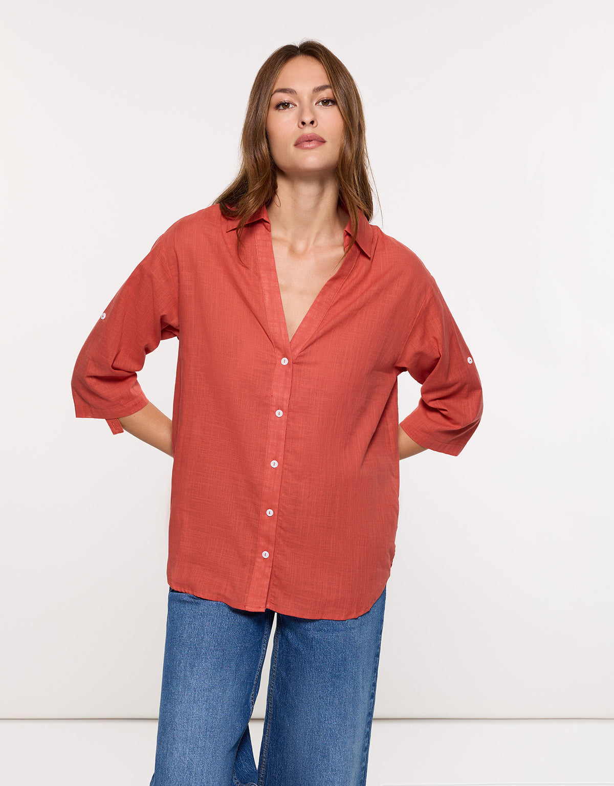 Camisa Manga Larga Rojo Teja - Astromi