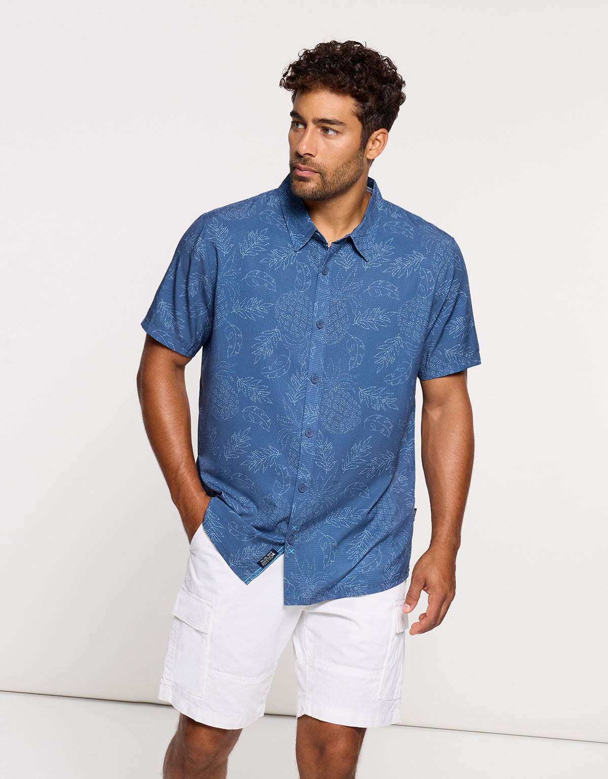 Camisa Manga Corta Azul Marino - Pineapplelines