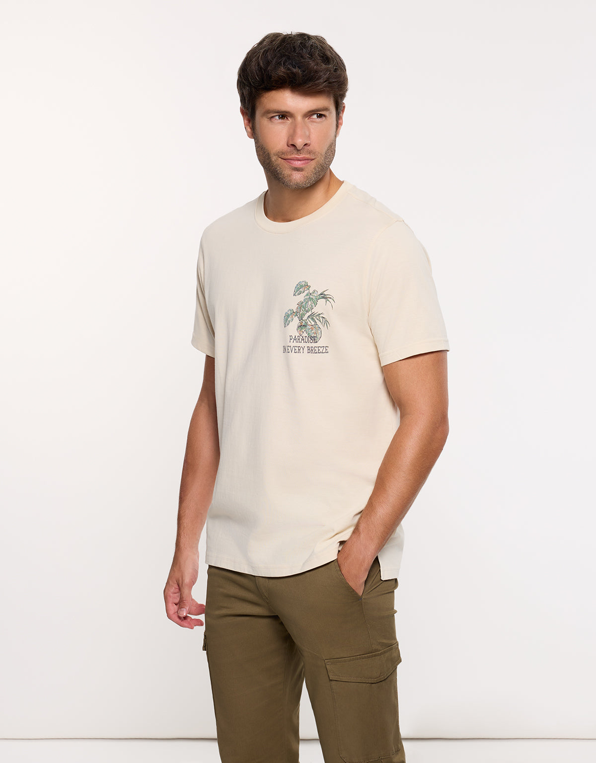 Camiseta Manga Corta Beige - Brais 4