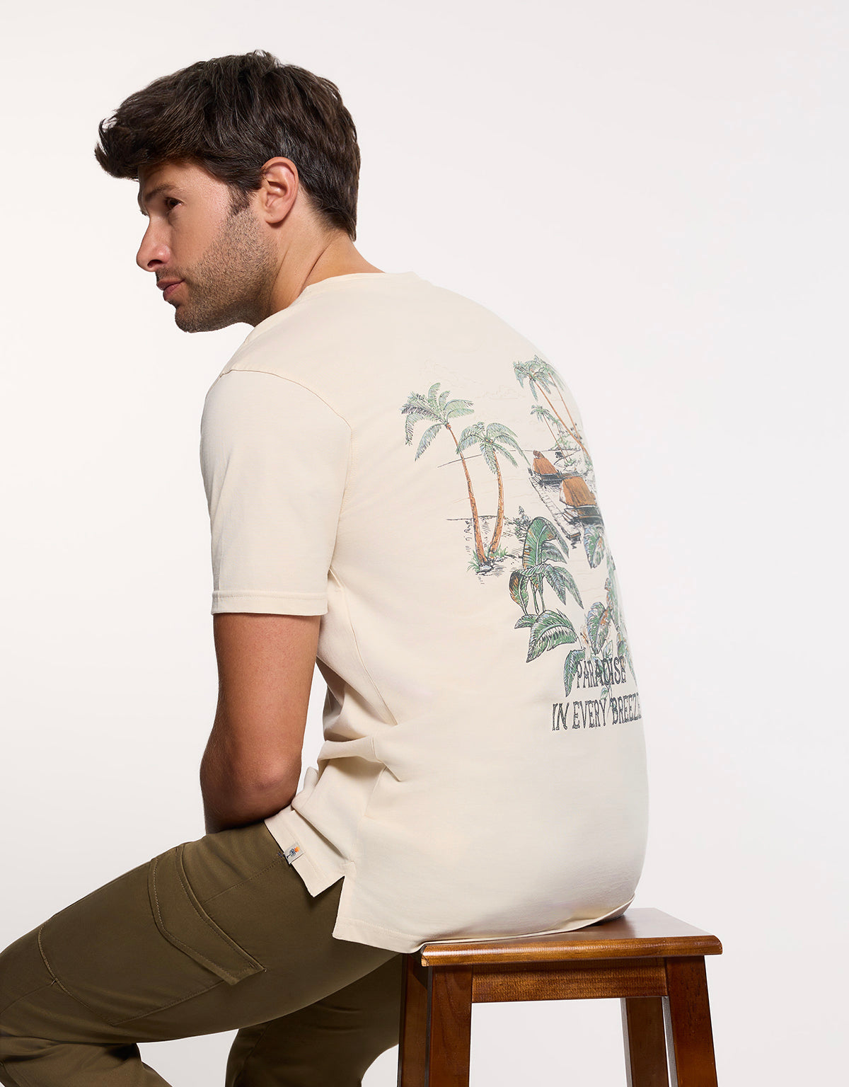 Camiseta Manga Corta Beige - Brais 5