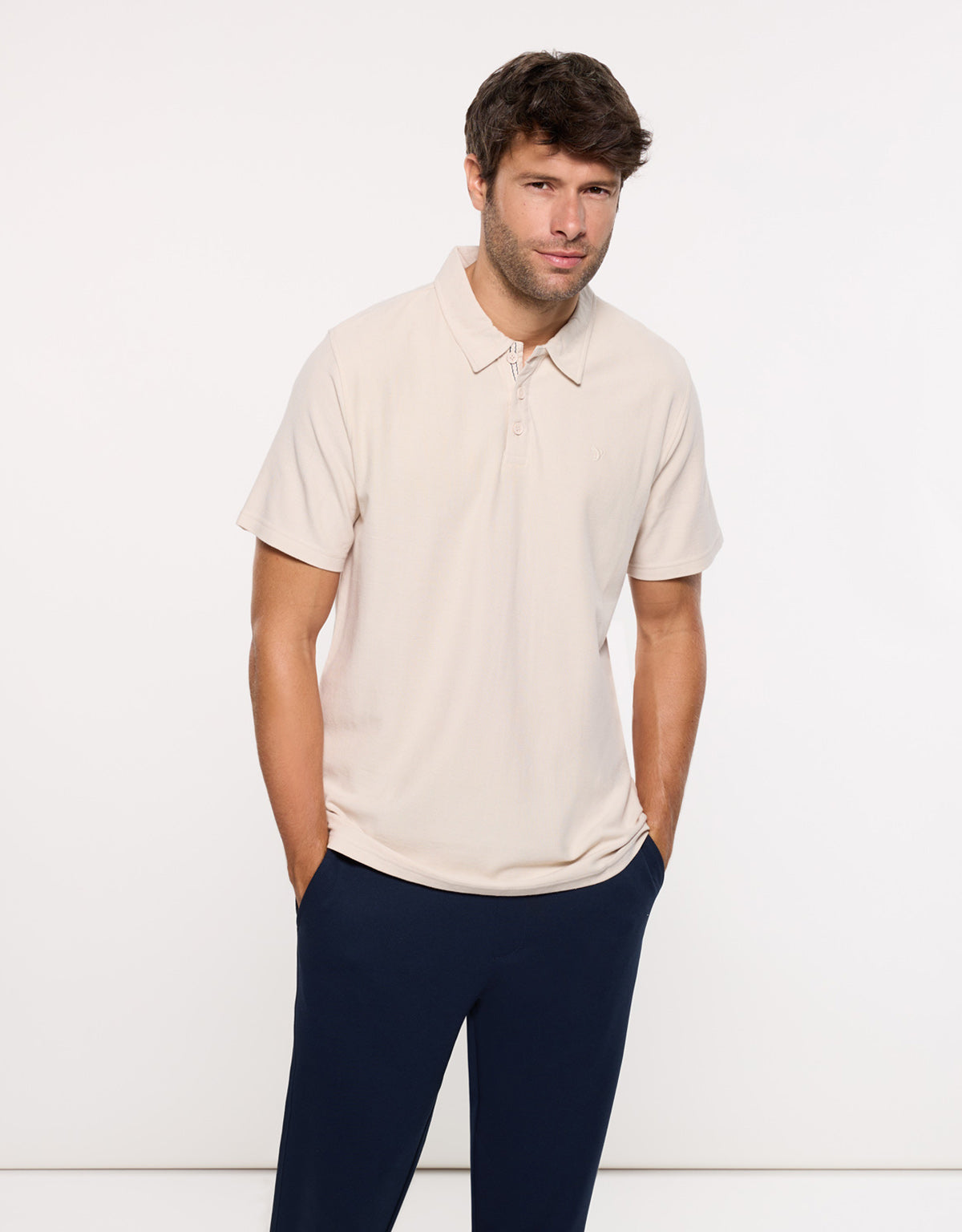 Polo Manga Corta Beige - Biebu
