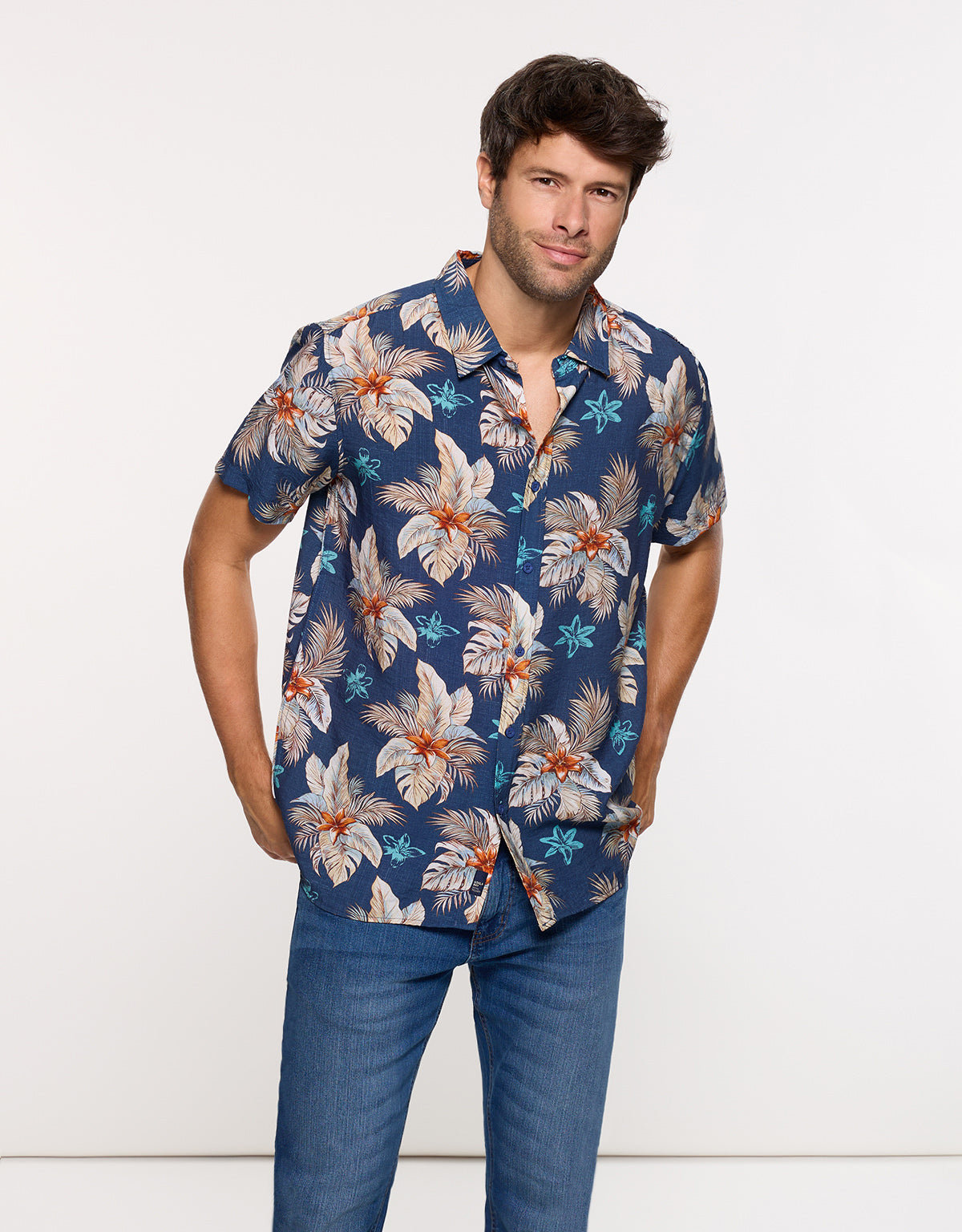 Camisa Manga Corta Azul Marino - Onail