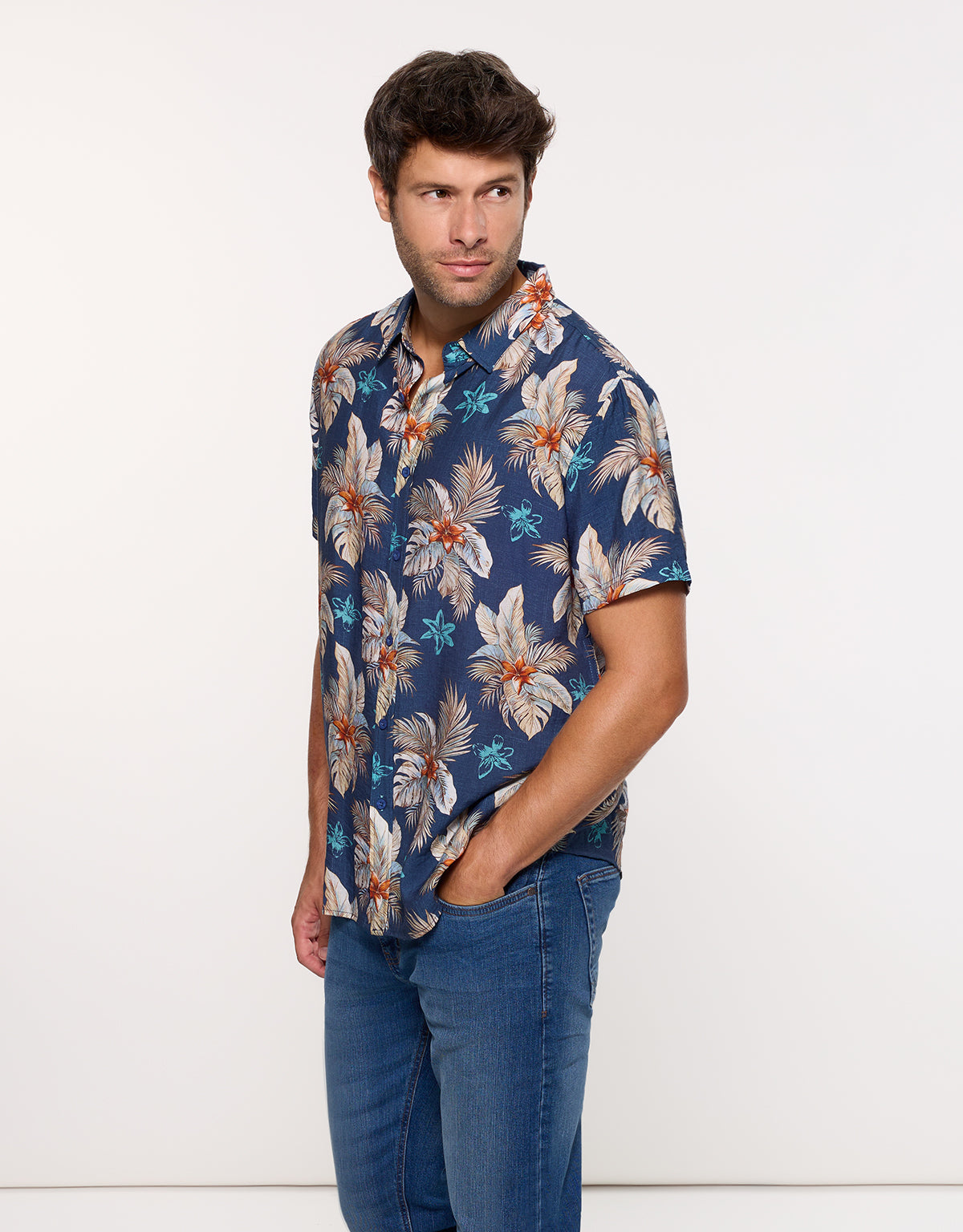 Camisa Manga Corta Azul Marino - Onail 3