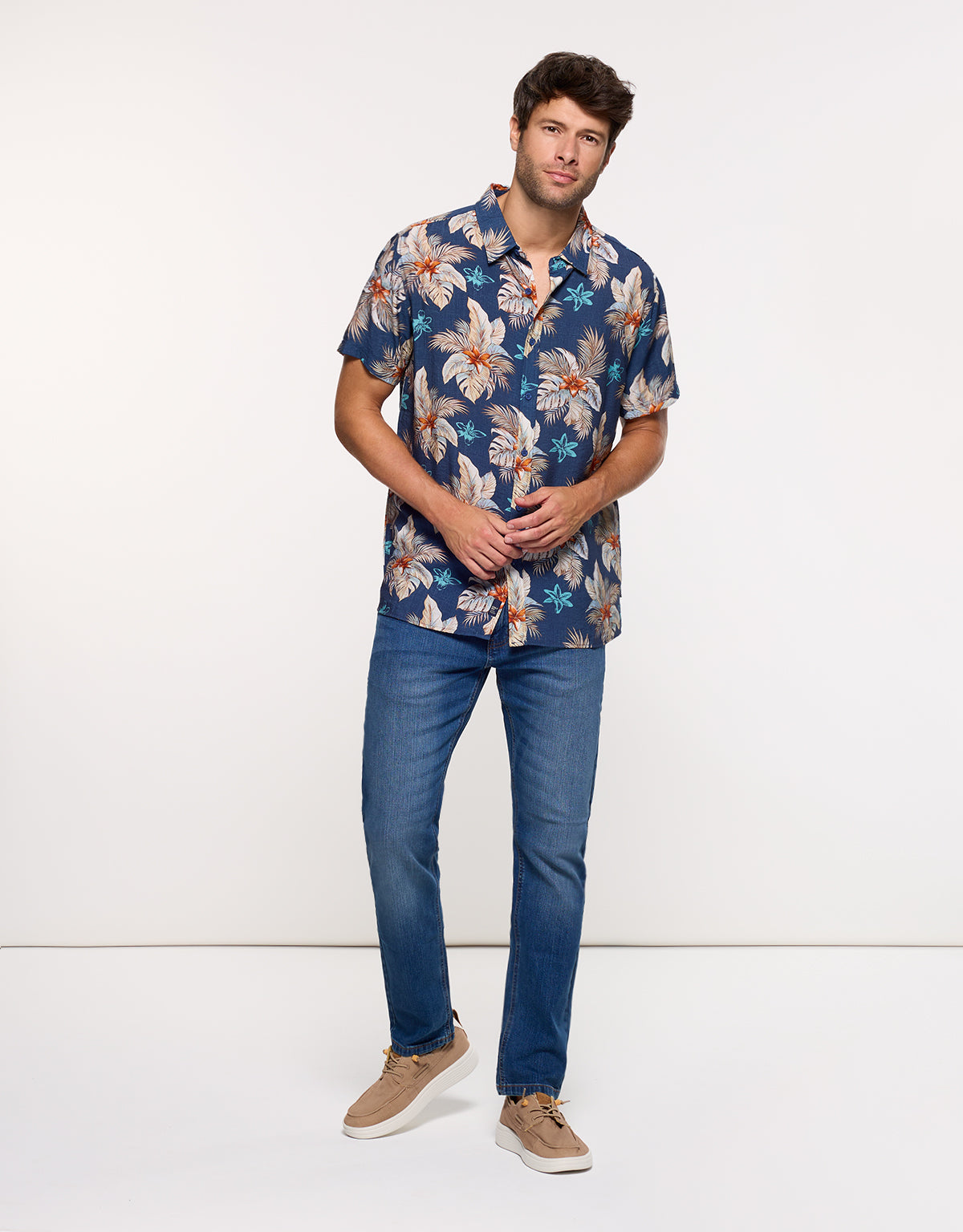 Camisa Manga Corta Azul Marino - Onail 7