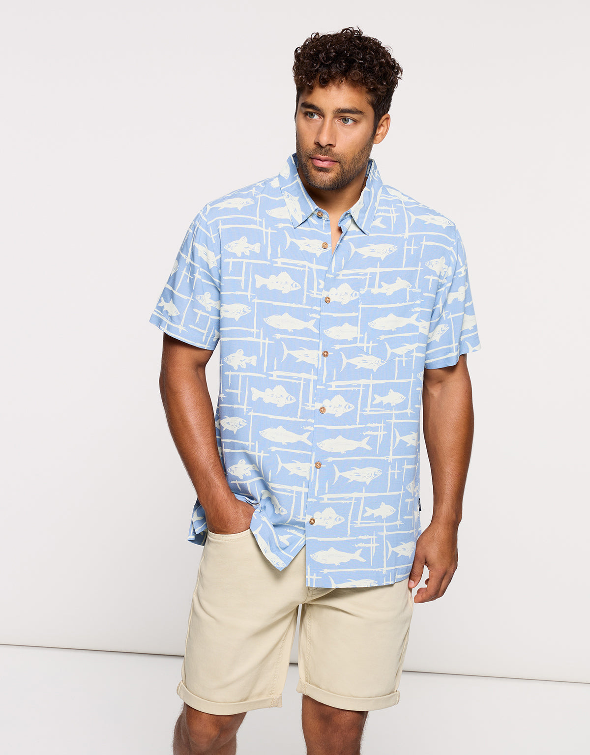 Camisa Manga Corta Azul Celeste - Moofy