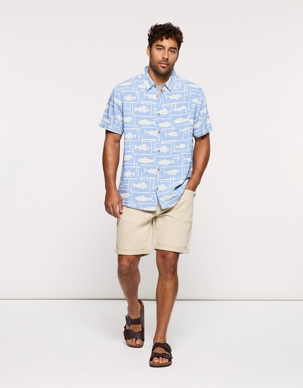 Camisa Manga Corta Azul Celeste - Moofy 6