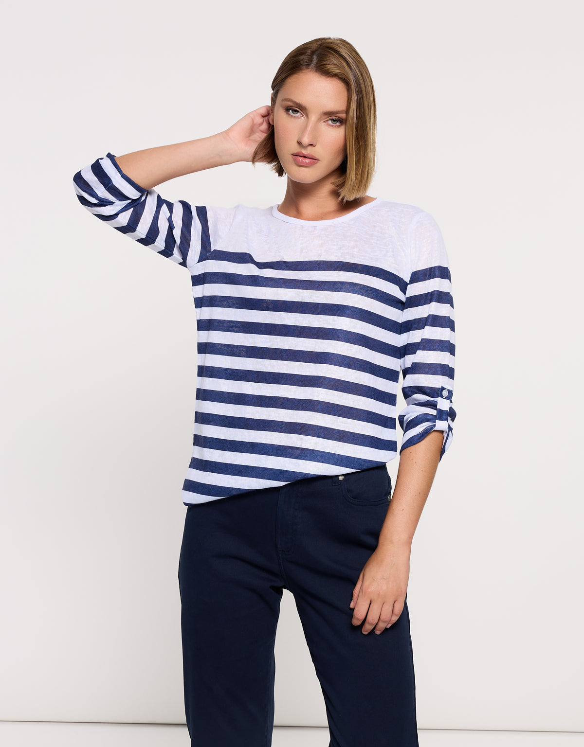 Camiseta Manga Media Azul Marino - Malberry