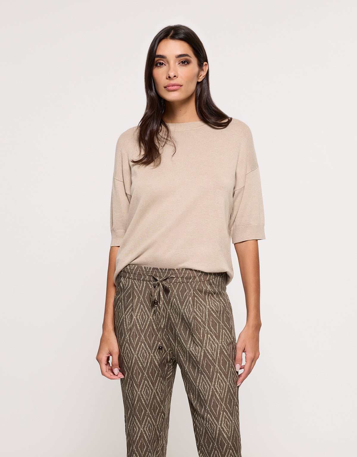 Beige Kurzarmpullover - Krekla