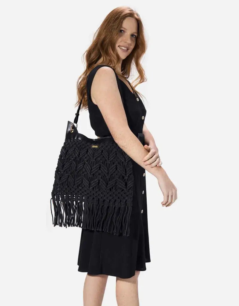 Bolso De Hombro Negro - Hishi