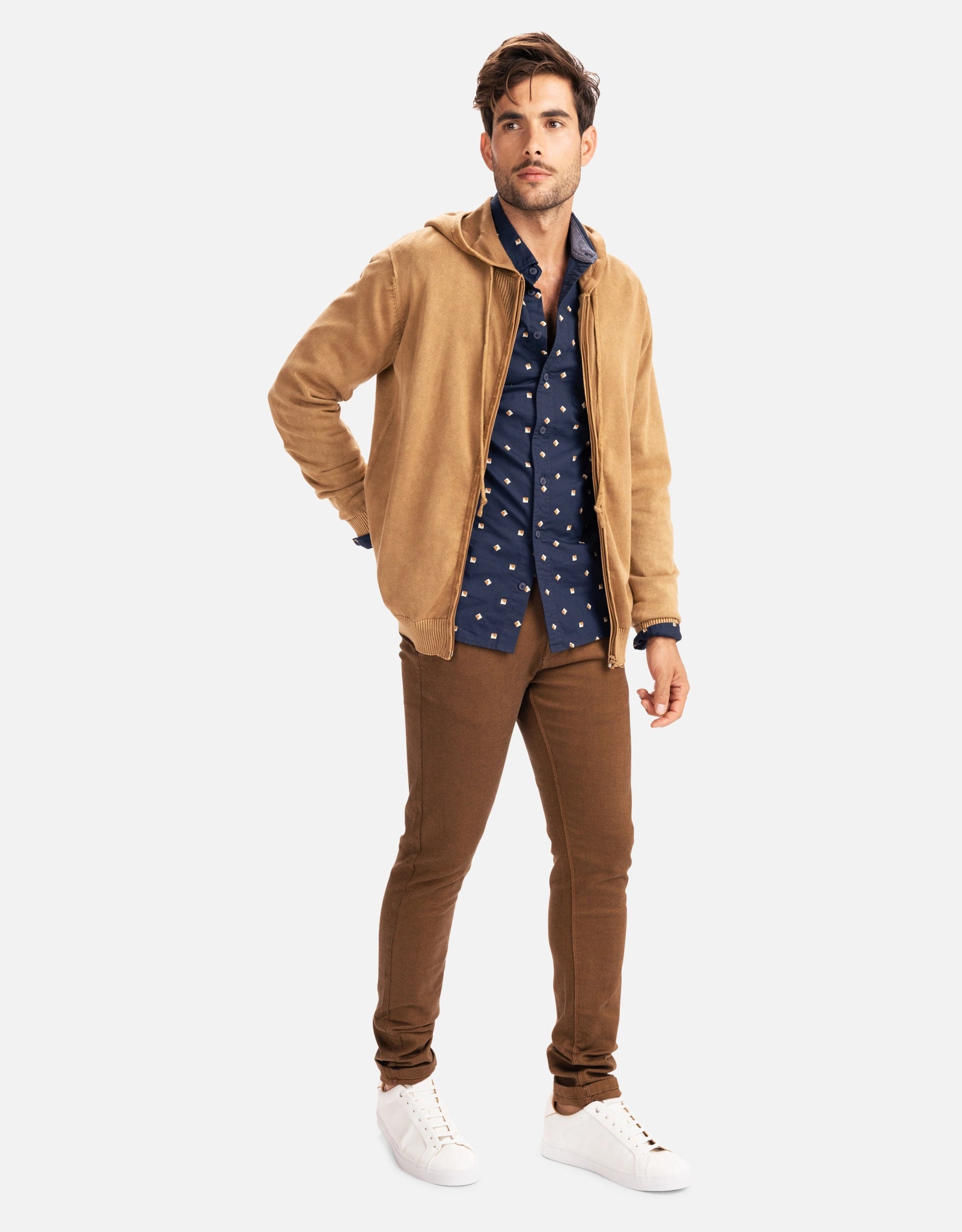 Sudadera con Capucha Algodón Camel - Rhys  5