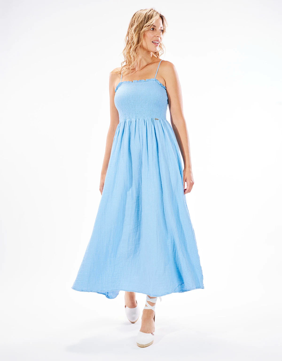 Vestido Largo Algodón Azul Celeste - Bibin