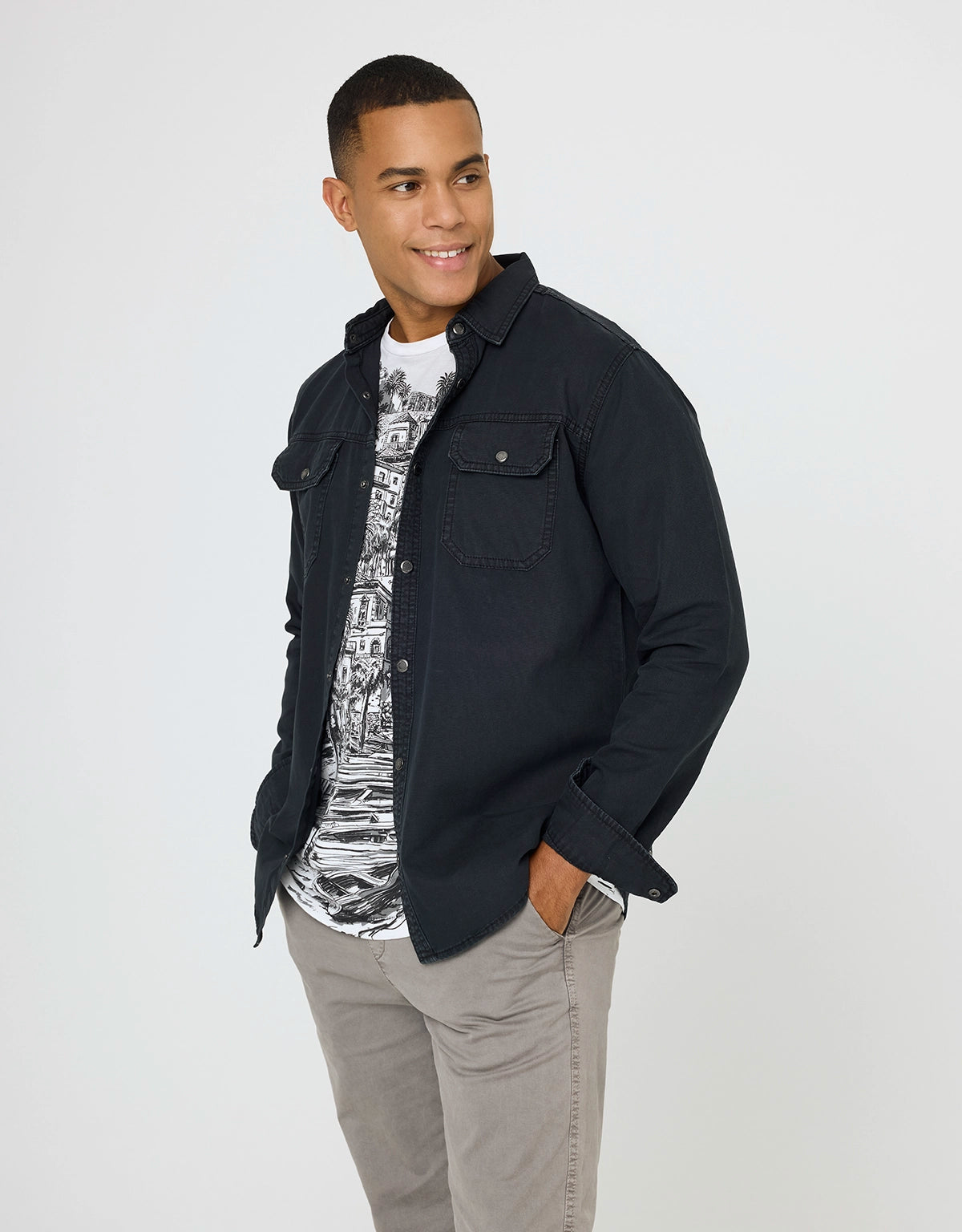 Camisa Manga Larga Negro - Balthasar 