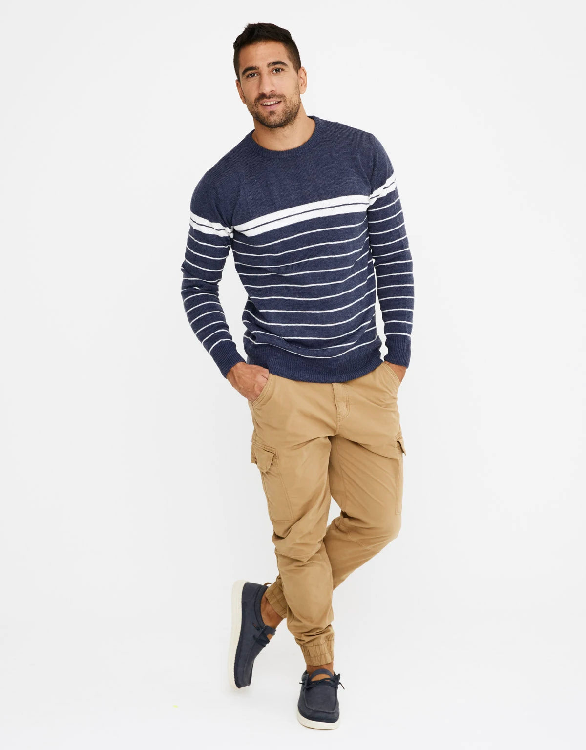 Jersey Manga Larga Rayas Azul Marino 5