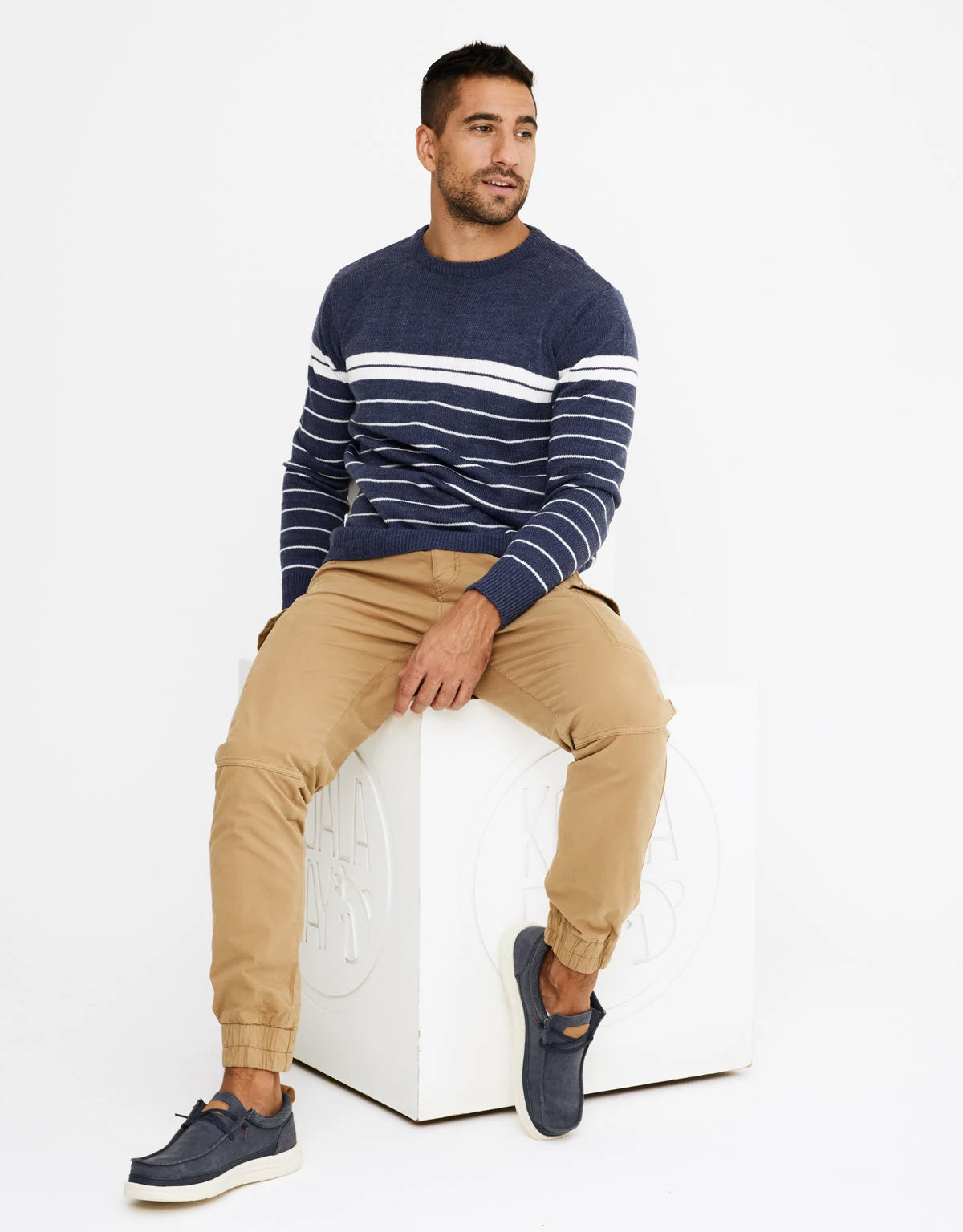 Jersey Manga Larga Rayas Azul Marino 6