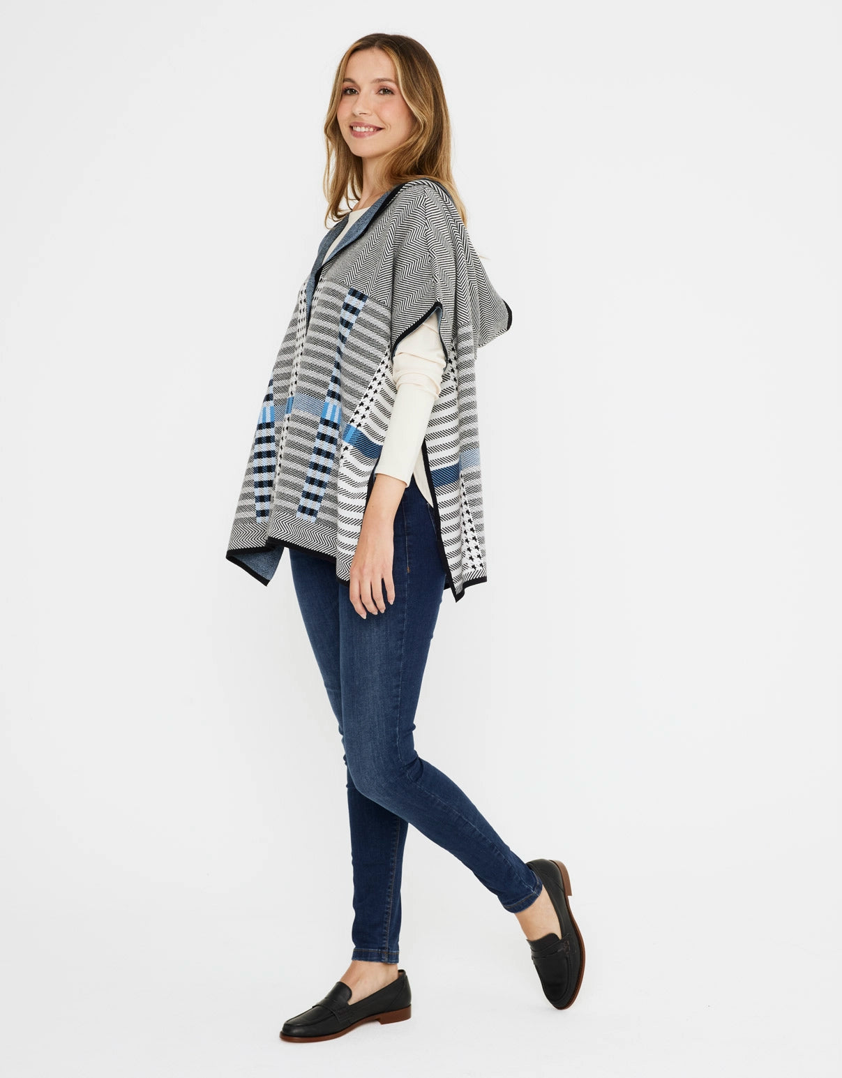 Poncho Cuadros con Capucha - Zalika 