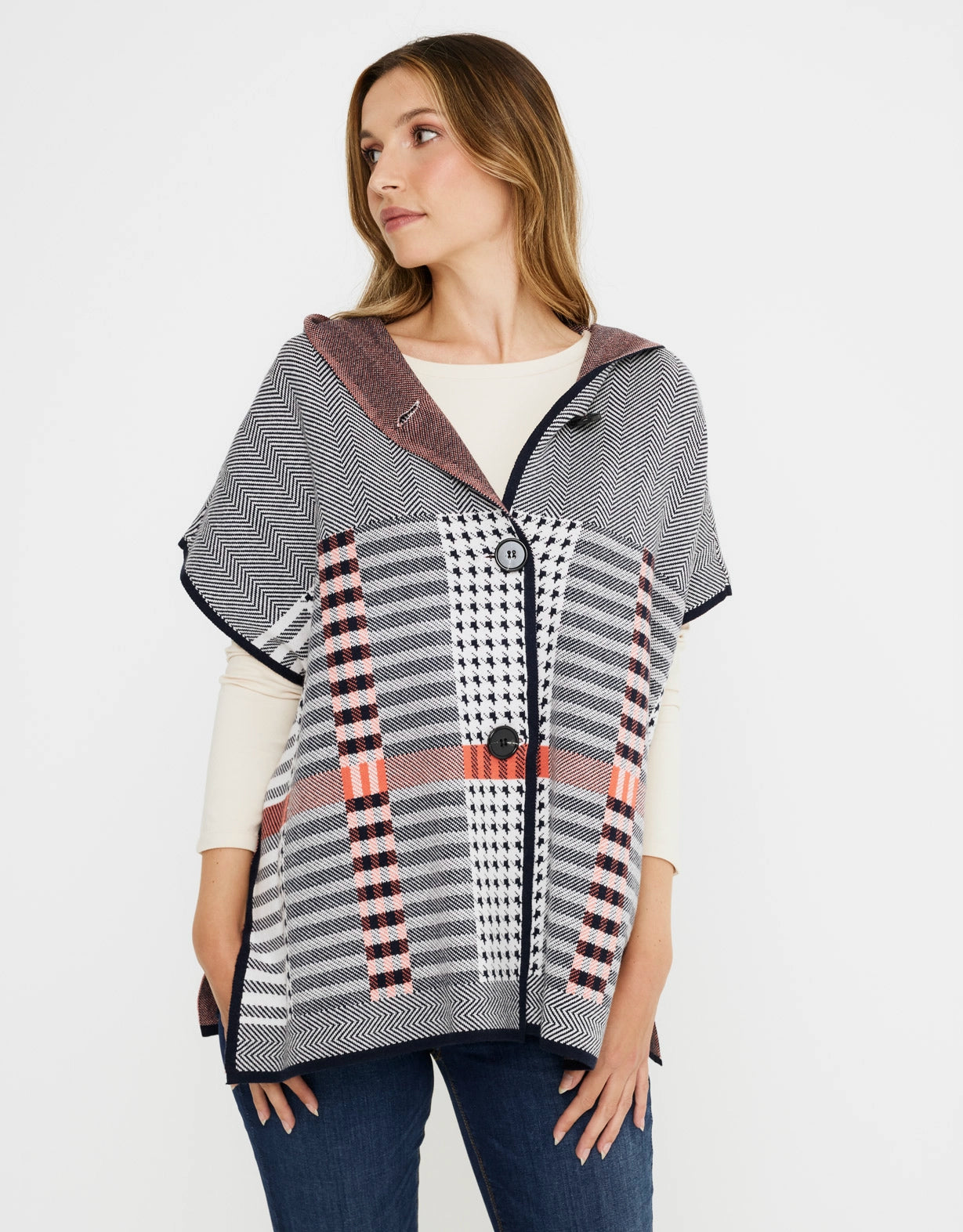Poncho Cuadros con Capucha - Zalika 