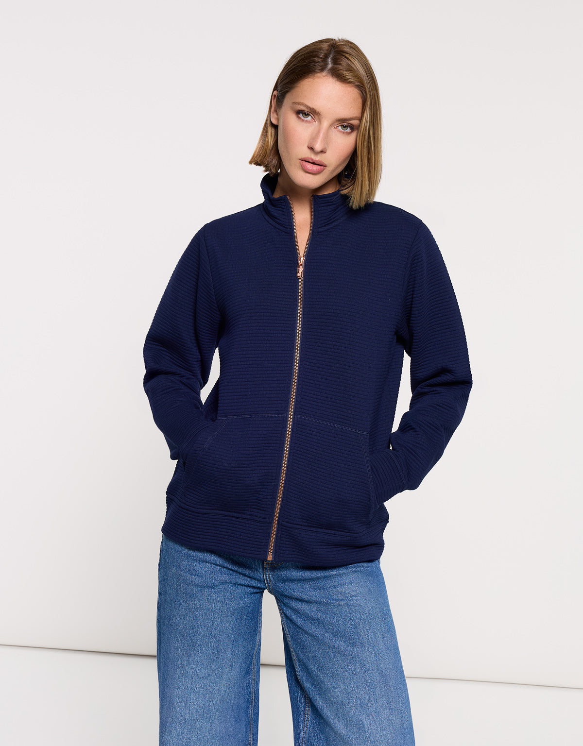 Chaqueta Cremallera Azul Marino - Tigia